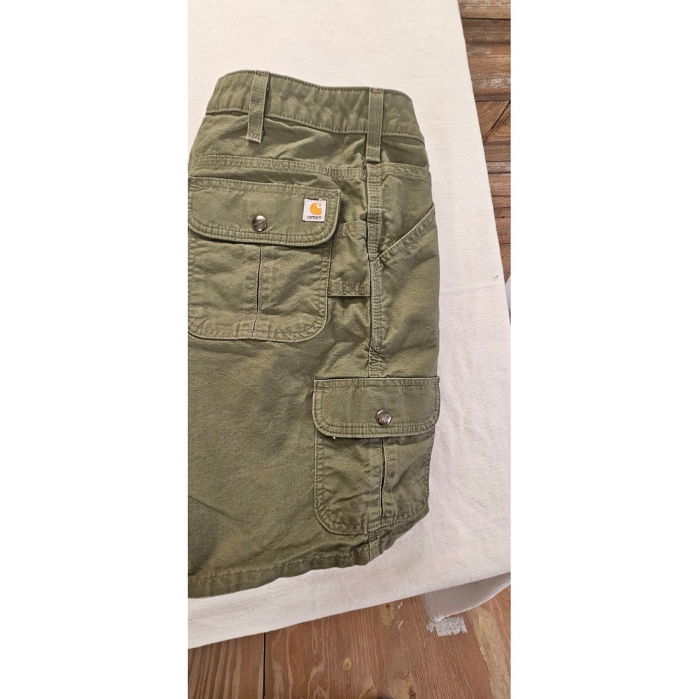 Carhartt Mens Olive Green Canvas Cargo Shorts Size 16 WB164 LOV Relaxed Fit - Picture 9 of 11